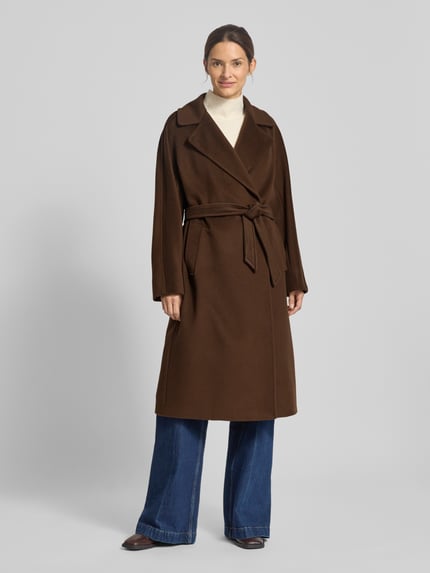 Weekend Max Mara Regular fit lange wollen jas van zuivere scheerwol, model 'RESINA' Chocoladebruin - 4