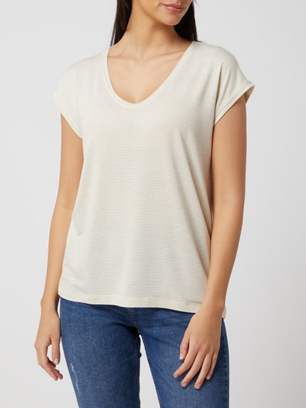 PIECES T-Shirt mit Effektgarn Modell 'Billo' Weiss 4