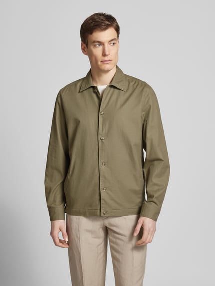 Marc O'Polo Loose Fit Overshirt aus Baumwoll-Leinen-Mix Oliv 4
