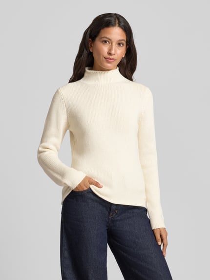 Fynch-Hatton Strickpullover aus Lanawolle mit Stehkragen Offwhite 4