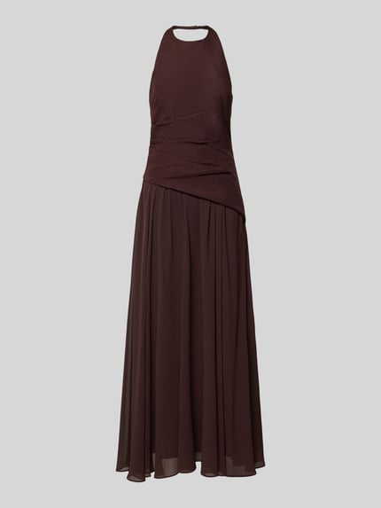 Productfoto, Maxikleid mit Rundhalsausschnitt Modell 'Elise' van Forever New, chiffon, getailleerde fit, kastanjebruin, gladde textuur