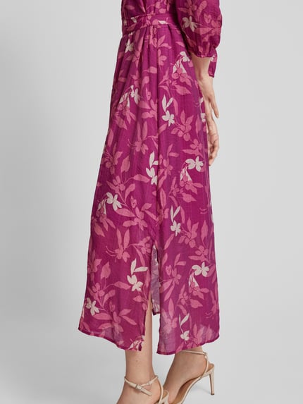 Jake*s Collection Midikleid mit Allover-Print Fuchsia Melange 3