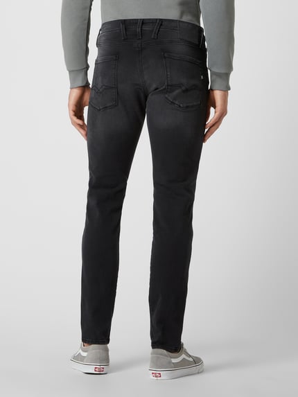 Replay Slim fit jeans met stretch, model 'Anbass' Donkergrijs - 6