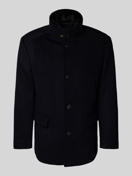 Produktfoto, Wolljacke mit Stehkragen und Pattentaschen Modell 'Gary' von JOOP! Collection, Woll-Mix in Schwarz, gerader Schnitt, sichtbare Knopfleiste.