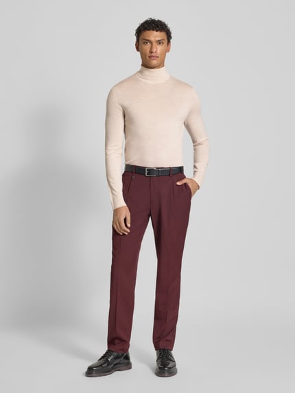 Selected Regular fit coltrui van zuivere merinowol, model 'TRAY' Beige - 1