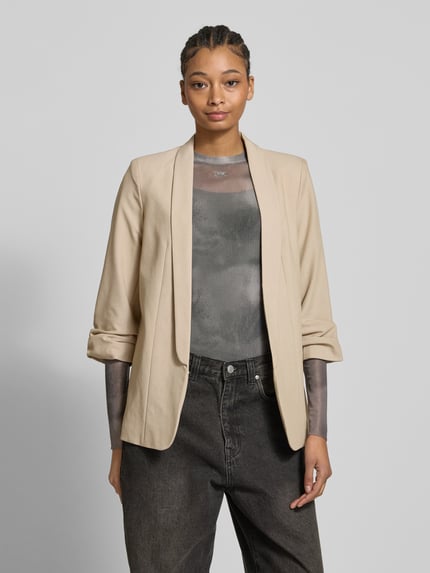 PIECES Regular Fit Longblazer mit Viskose-Anteil Modell 'BOSELLA' Beige 4
