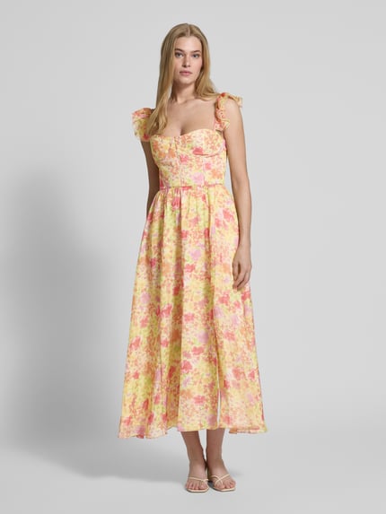 ADLYSH Cocktailkleid mit Volantärmel Hellgelb 4