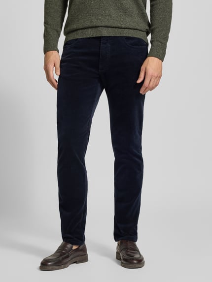 bugatti Straight Fit Cordhose aus elastischem Baumwoll-Mix Marine 4