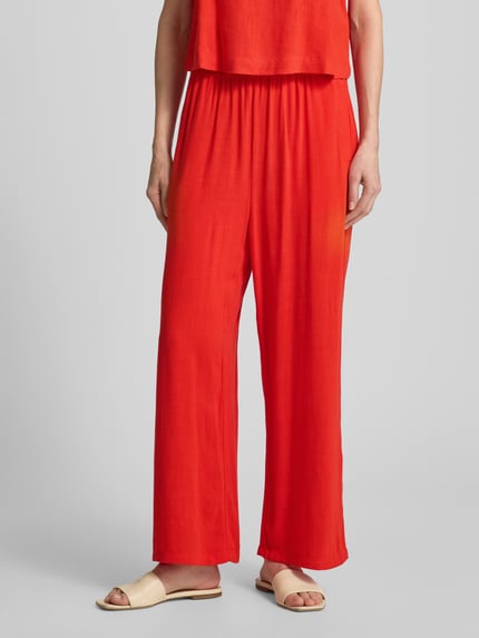 Jake*s Casual Wide Leg Stoffhose aus Viskose-Leinen-Mix Kirsche 4