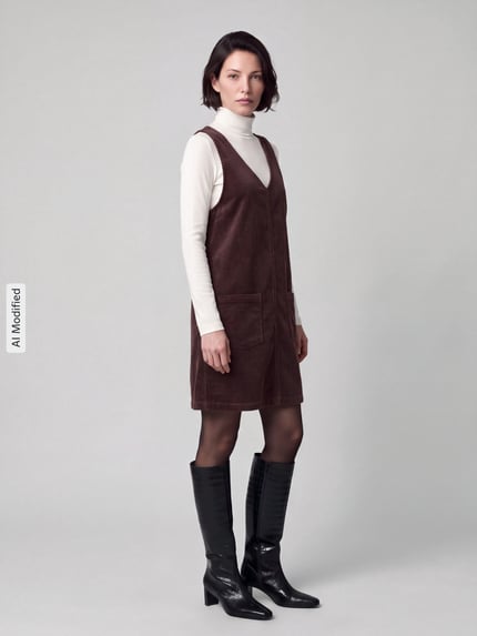 Marc O'Polo DENIM Minikleid aus Baumwoll-Mix Dunkelbraun 1