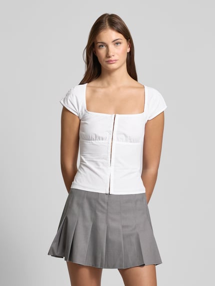 Weekday Skinny Fit Bluse mit Karree-Ausschnitt Weiss 4