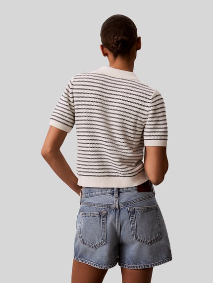 Calvin Klein Jeans Regular Fit Poloshirt aus Baumwoll-Mix in Strick-Optik Beige 5