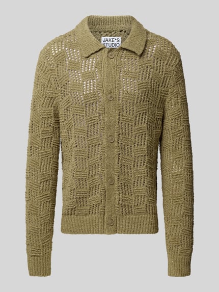 Jake*s Studio Men Cardigan mit Strukturmuster Mud 2