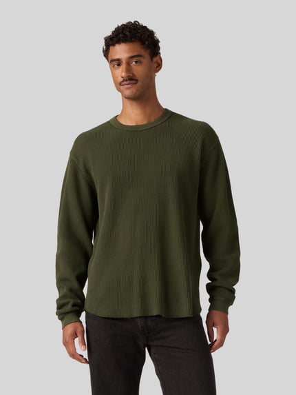 Levi's® Relaxed Fit Langarmshirt aus reiner Baumwolle Modell 'THERMAL TEE GARMEN' Khaki 4
