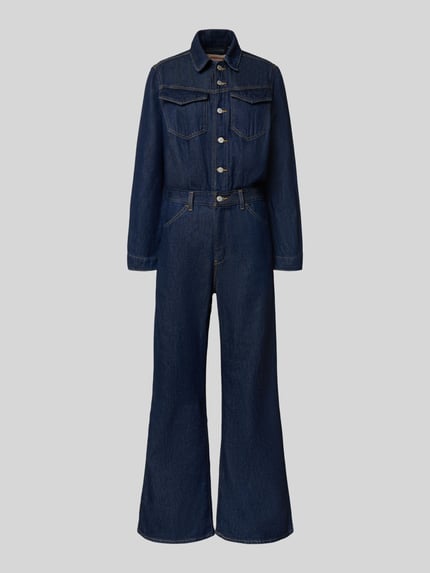 Productfoto, donkerblauwe regular fit jumpsuit van puur katoen met zilveren knopen, Levi's® 300 Regular Fit Jumpsuit uit puur katoen context Dames jumpsuit