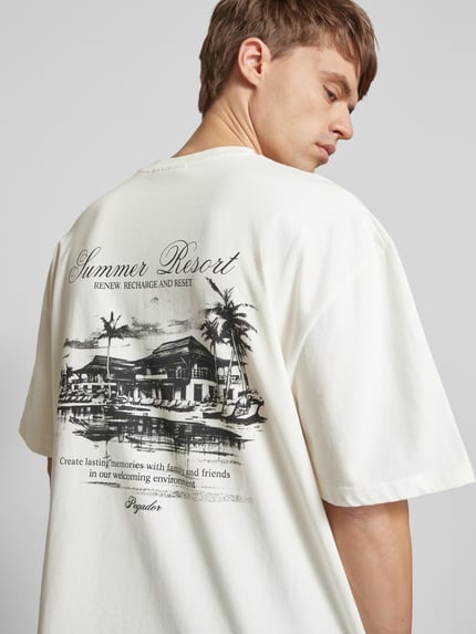PEGADOR Oversized T-shirt met labelprint, model 'POLION' Offwhite - 3