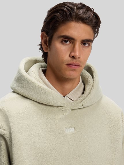 BOSS Green Regular Fit Sweatshirt mit Logo-Stitching Modell 'Teddy' Beige 3