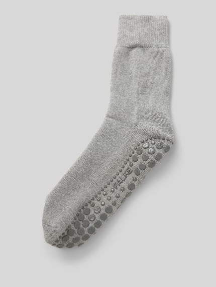 Produktfoto, Socken mit geripptem Abschluss von Falke für Herren aus Baumwoll-Woll-Mix mit Stretch-Anteil, Anti-Rutsch-Besatz, grau