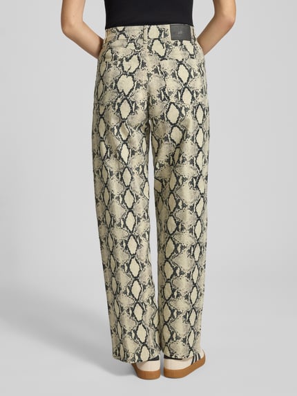 JJXX Wide leg broek in 5-pocketmodel, model 'SARAH AOP TOKYO' Beige - 5