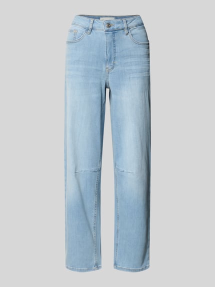 Produktfoto, Straight Fit Jeans im 5-Pocket-Design Modell 'Melly' von OPUS PANTS, hellblauer Baumwoll-Mix mit Stretch, sichtbare Nähte, entspannter Schnitt