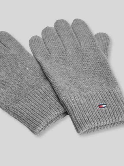 Tommy Hilfiger Rękawiczki z mieszanki bawełny i kaszmiru model 'ESSENTIALS FLAG' Średnioszary melanż 3