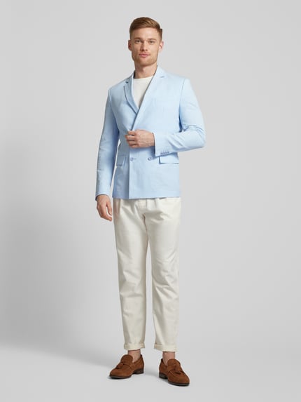 CK Calvin Klein Slim Fit Leinensakko im unifarbenen Design Hellblau 1