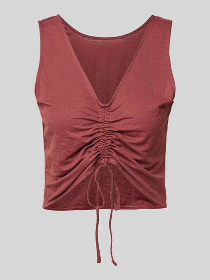 PIECES Korte blousetop met plooien, model 'KINDA' Donkerrood - 2