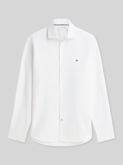 Tommy Hilfiger Regular Fit Businesshemd mit abgerundetem Saum Weiss 2