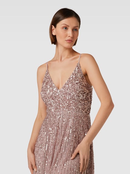 Lace & Beads Abendkleid mit Paillettenbesatz Altrosa 3