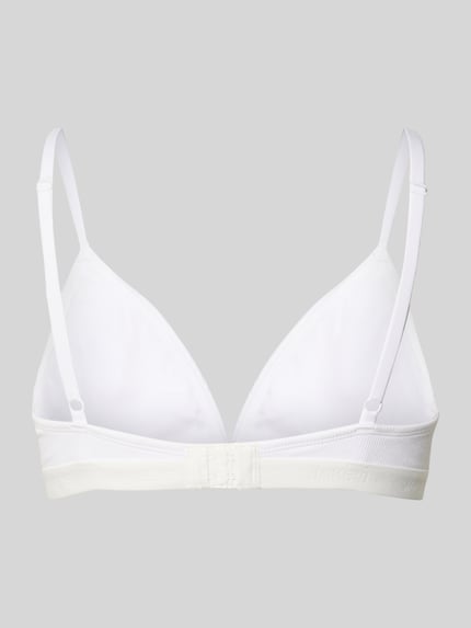 Produktfoto, Triangel-BH mit elastischem Logo-Bund von Jake*s Casual aus mieszanka modalu z dodatkiem streczu, wyprofilowane miseczki, drobne prążkowanie, pasek z logo, cienkie regulowane ramiączka, zapięcie na haftkę, miękka i przyjemna w dotyku tkanina