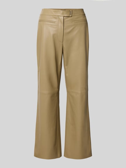 Productfoto, Regular Fit Lederhose aus echt lamsleer model 'SIMARY' van BOSS, dames, lichtbruin, glad oppervlak, rechte pijpen