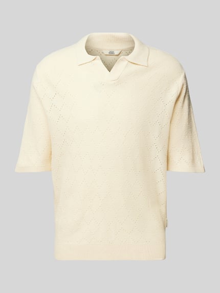 Redefined Rebel Regular Fit Poloshirt mit V-Ausschnitt Modell 'Aron' Offwhite 2