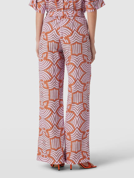 Oilily Wide leg stoffen broek met grafisch motief, model 'POLLOCK' Lila - 5