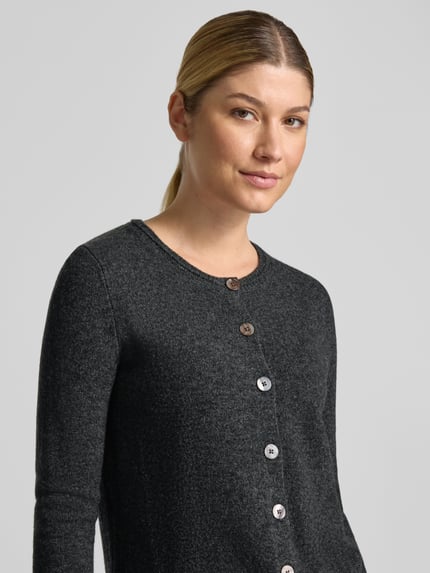Christian Berg Woman Cardigan aus Wolle mit Rundhalsausschnitt Dunkelgrau Melange 3