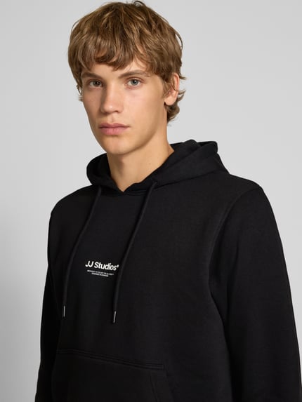 JACK & JONES Hoodie met labelprint model 'SOHO' BLACK - 3