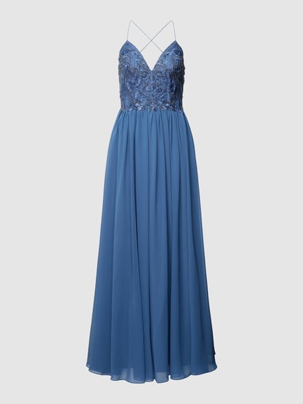 Laona Abendkleid mit Ziersteinbesatz Blau 2