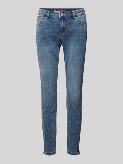 Produktfoto, Slim Fit Jeans mit Viskose-Anteil Modell 'Italy' von Buena Vista, mittelblaue Waschung, 5-Pocket-Design, Baumwoll-Mix, Vorderansicht
