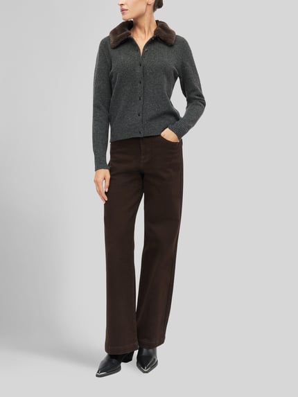 s.Oliver BLACK LABEL Regular fit gebreid jack met wol Antraciet - 1