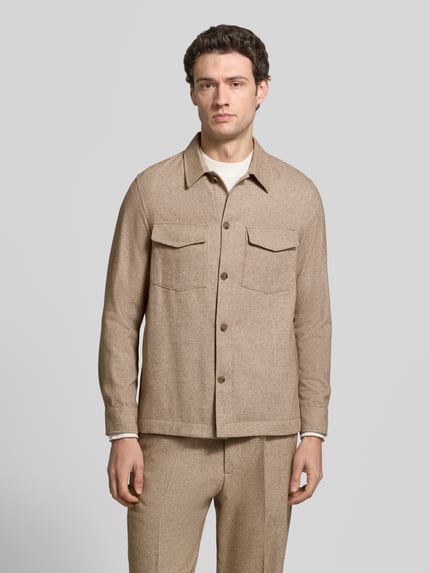 CINQUE Regular Fit Hemdjacke mit Brusttaschen Modell 'MULTI' Beige 4