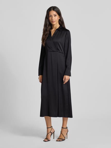 Marc Cain Midikleid aus Viskose-Mix mit V-Ausschnitt Black 1