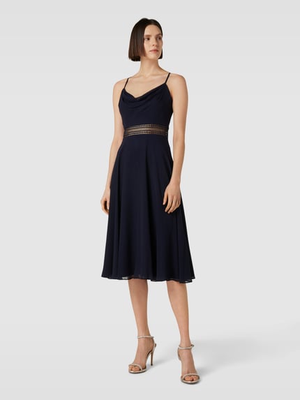 VM by Vera Mont Cocktailkleid mit Wasserfall-Ausschnitt Dunkelblau 4