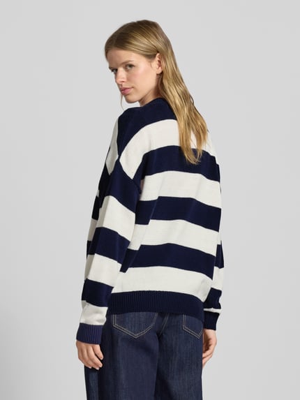 REVIEW Relaxed Fit Strickpullover mit Streifenmuster Marine 5