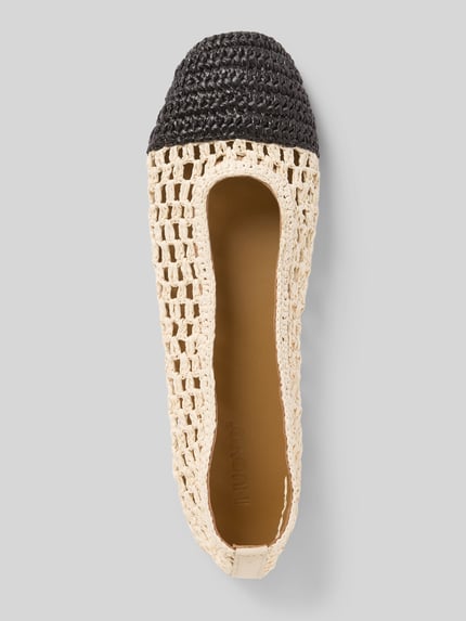 INUOVO Ballerina's in gevlochten look, model 'Raffia' Beige - 3