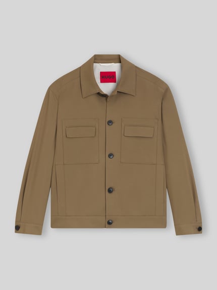 HUGO Slim Fit Hemdjacke aus Twill Modell 'JULIANO243F1' Beige 2