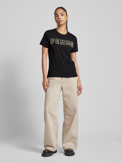 ONLY T-Shirt mit Perlenbesatz Modell 'NANNA' Black 1
