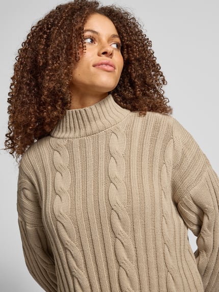 NOISY MAY® Strickpullover mit Stehkragen und Woll-Anteil Modell 'HAYDA' Camel 3