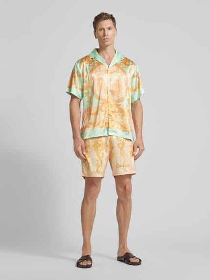 Carlo Colucci Regular Fit Sweatshorts mit Allover-Muster Gold 1