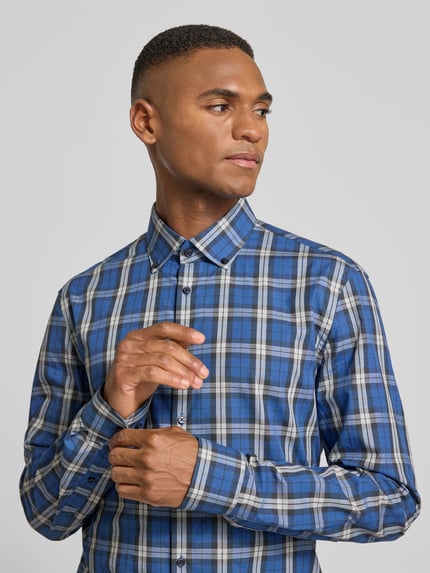 Jake*s Slim Fit Business Hemd aus Baumwolle Marine 3