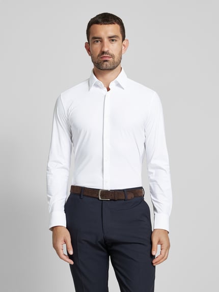 BOSS Slim Fit Businesshemd aus Feintwill mit Stretch-Anteil Modell 'HANK' Weiss 4