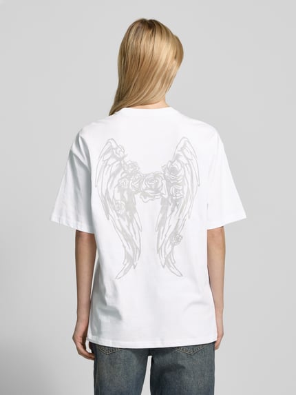 REVIEW Oversized T-Shirt mit Label-Print Weiss 5